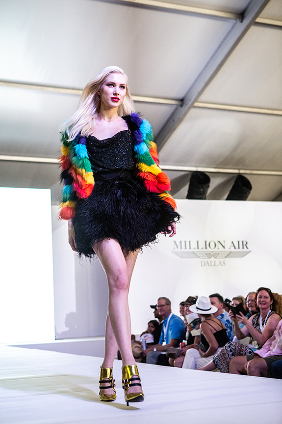 Jan Strimple produced the Highland Village Fashion Show on the Million Ait Stage in the Porsche Pavilion