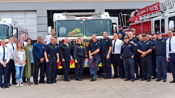 Dirk Nowitzki and Clayton Kershaw visit Dallas Fire and Rescue