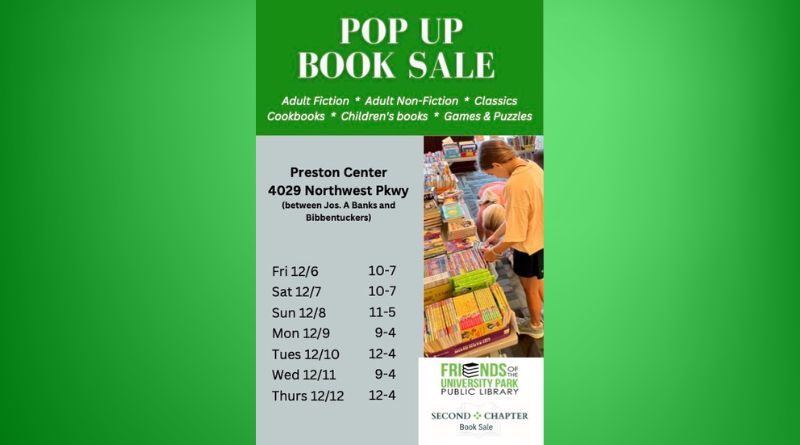 Pop Up Book Sale Coming to The Plaza at Preston Center